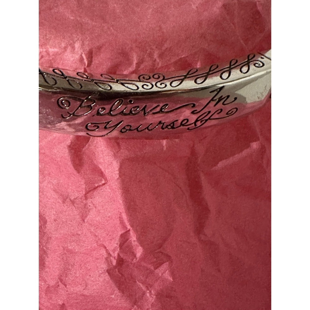 Brighton Believe in Yourself Silver Plated ID Bracelet 7" Scroll Work EC